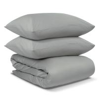 Комплект постельного белья двуспальный из сатина светло-серого цвета из коллекции essential